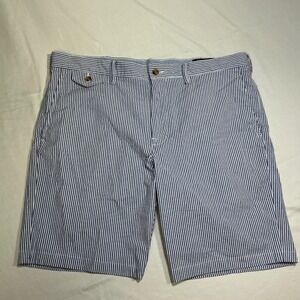 Polo Ralph Lauren Striped Stretch Straight Fit Shorts‎ Blue White 36/34
